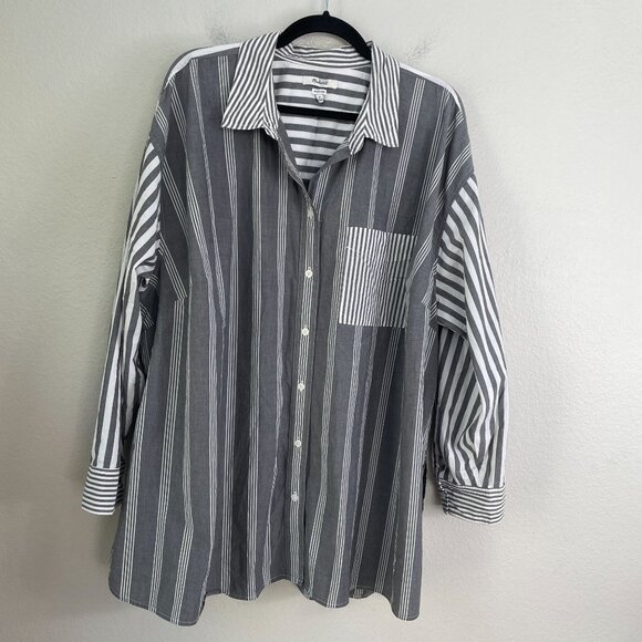 Madewell Womens Plus 3X Oversized Button Up Shirt The Signature Poplin Oversized - Picture 9 of 13
